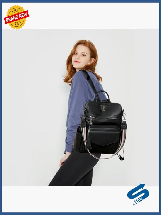 Convertible Travel Backpack Shoulder Bag with Wallet Set Multi-Pocket Vegan main image 5